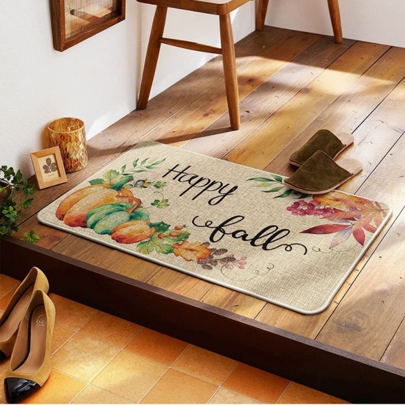 Happy Fall Maple Leaf Leaves Pumpkins Decorative Doormat🧿 - Picture 2 of 7